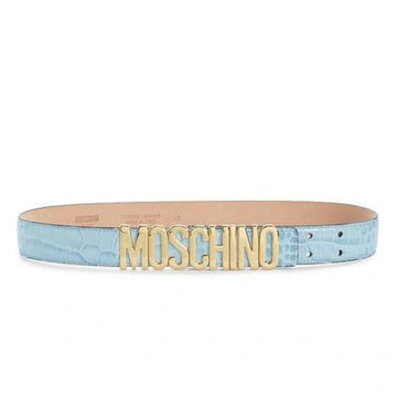 Moschino belt with croc-embossed leather and gleaming letters, available at Lestyle Boutique Melbourne