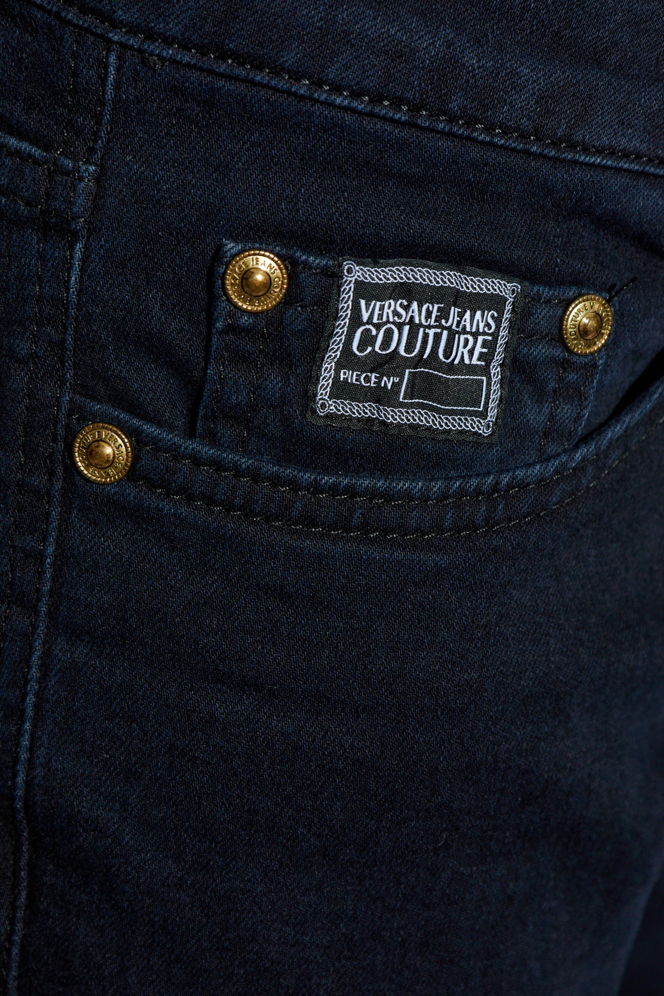 Versace Jeans Couture jeans featuring skinny fit and gold rivets available at Lestyle Boutique Melbourne