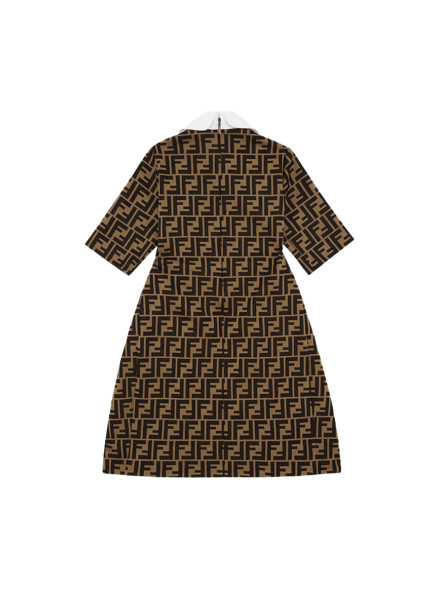 Fendi Kids Dress with all-over Fendi logo, perfect for stylish occasions, available at Lestyle Boutique Melbourne