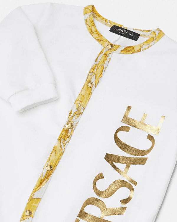 VERSACE KIDS ROMPER featuring BAROQUE-TRIM LOGO-PRINT available at Lestyle Boutique Melbourne