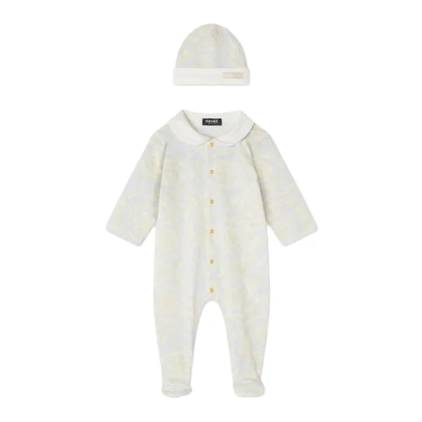 VERSACE KIDS JUMPSUIT SET featuring gray print available at Lestyle Boutique Melbourne