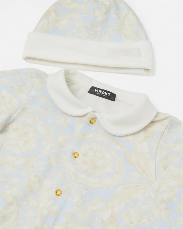 VERSACE KIDS JUMPSUIT SET featuring gray print available at Lestyle Boutique Melbourne