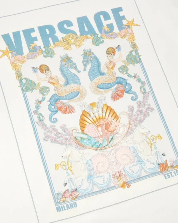 Versace kids t-shirt featuring postcard print available at Lestyle Boutique Melbourne