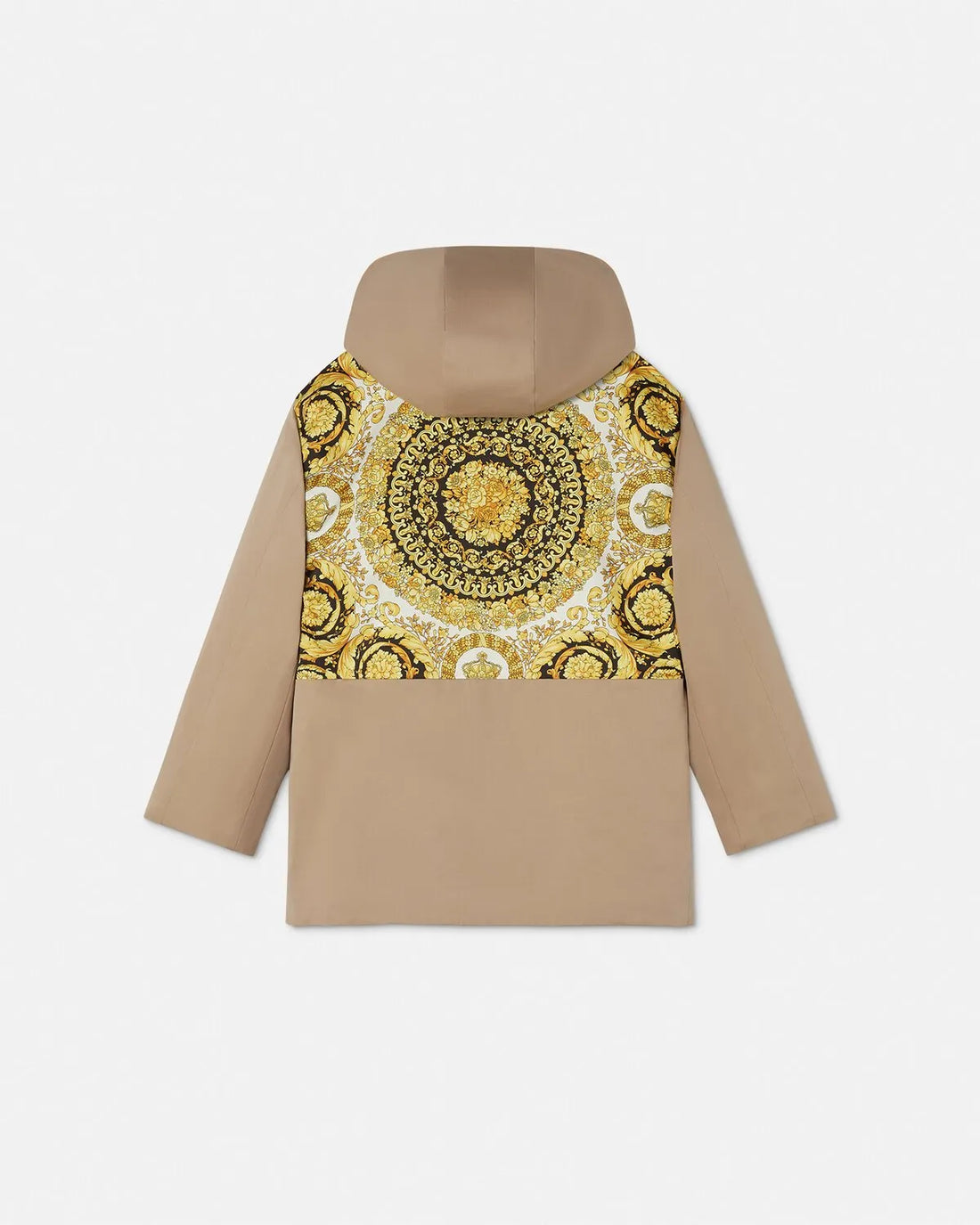 Versace Embroidered Milano Kids Parka in beige, featuring high-quality cotton and stylish design. Available at Lestyle Boutique Melbourne.