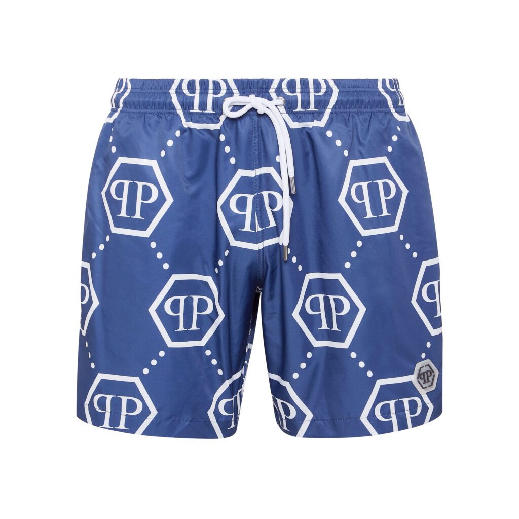PHILIPP PLEIN SWIM SHORTS featuring monogram print available at Lestyle Boutique Melbourne