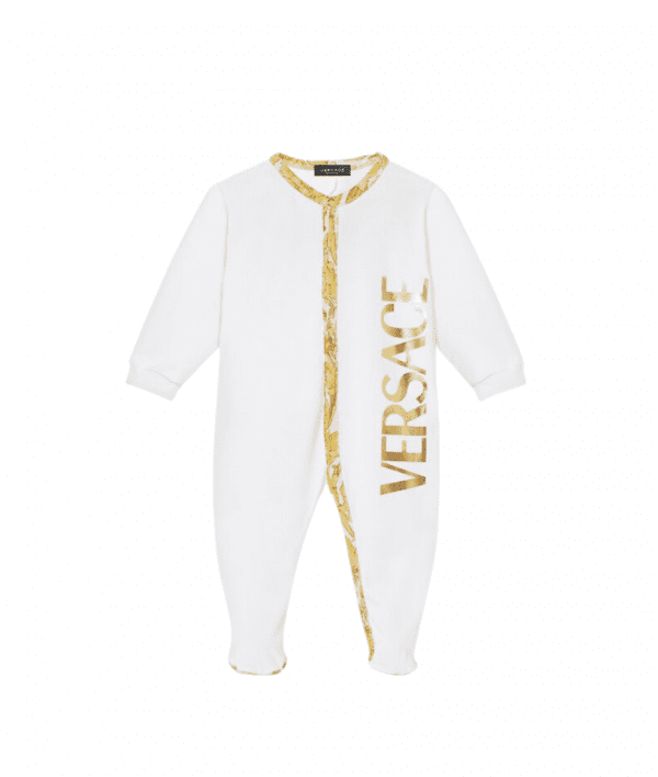 VERSACE KIDS ROMPER featuring BAROQUE-TRIM LOGO-PRINT available at Lestyle Boutique Melbourne