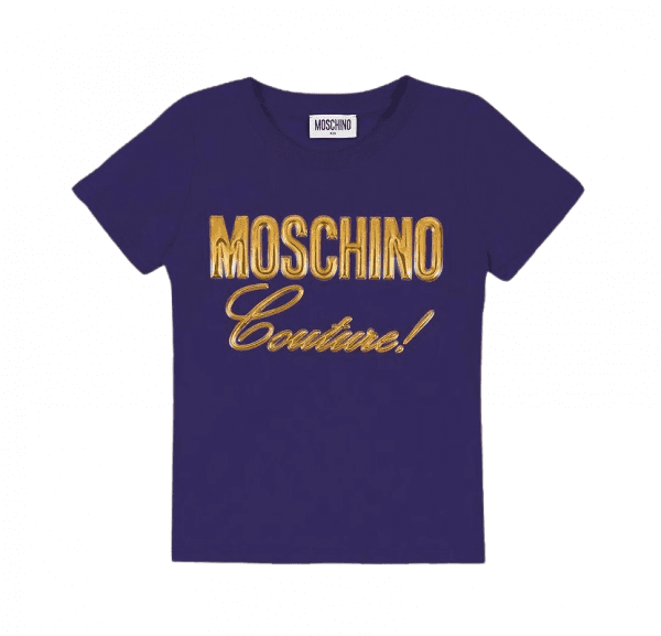 Moschino T-Shirt with couture logo detail, crafted from organic cotton, available at Lestyle Boutique Melbourne