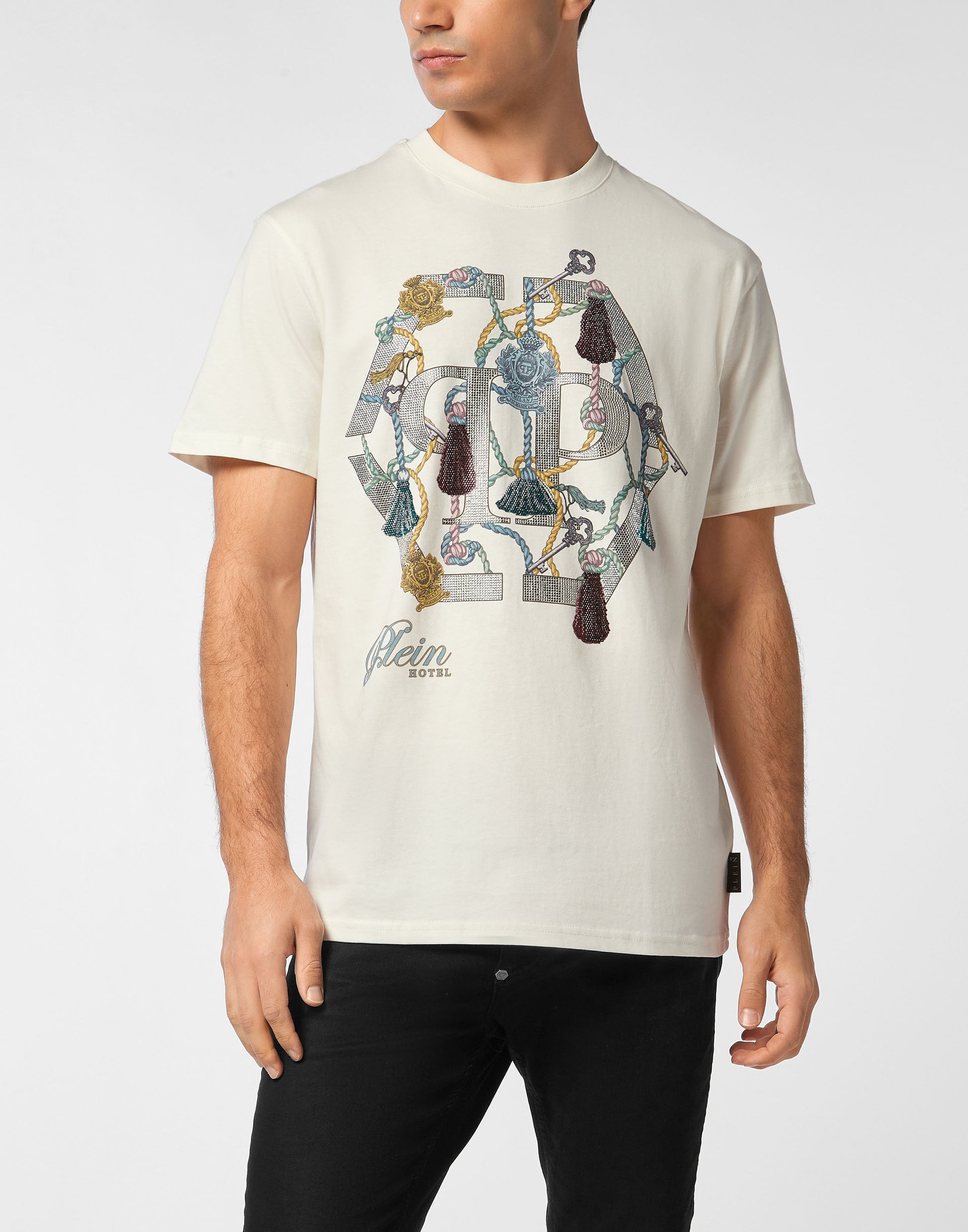 Philipp Plein round neck t-shirt with tassel design, available at Lestyle Boutique Melbourne