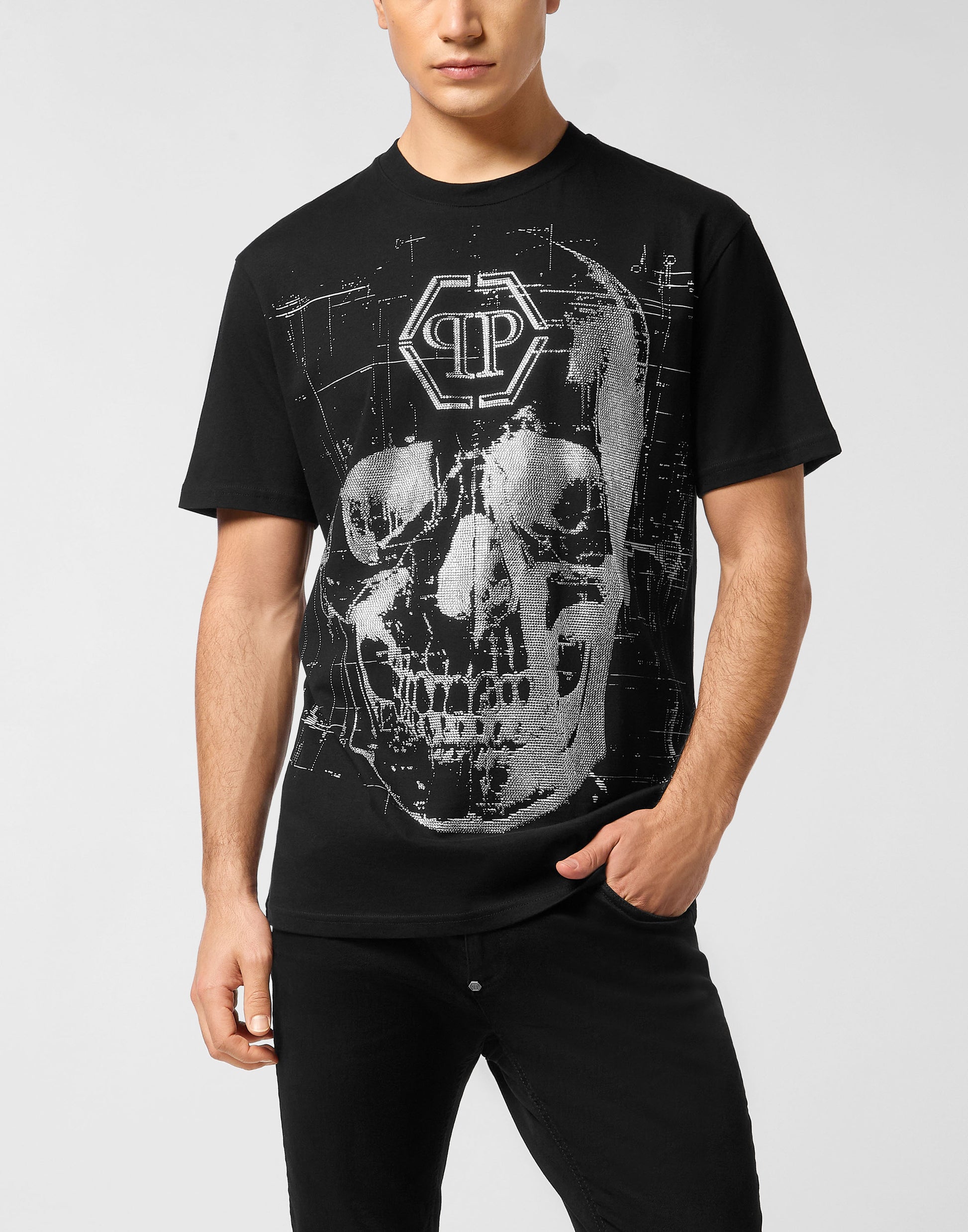 Philipp Plein round neck t-shirt with skull design, available at Lestyle Boutique Melbourne