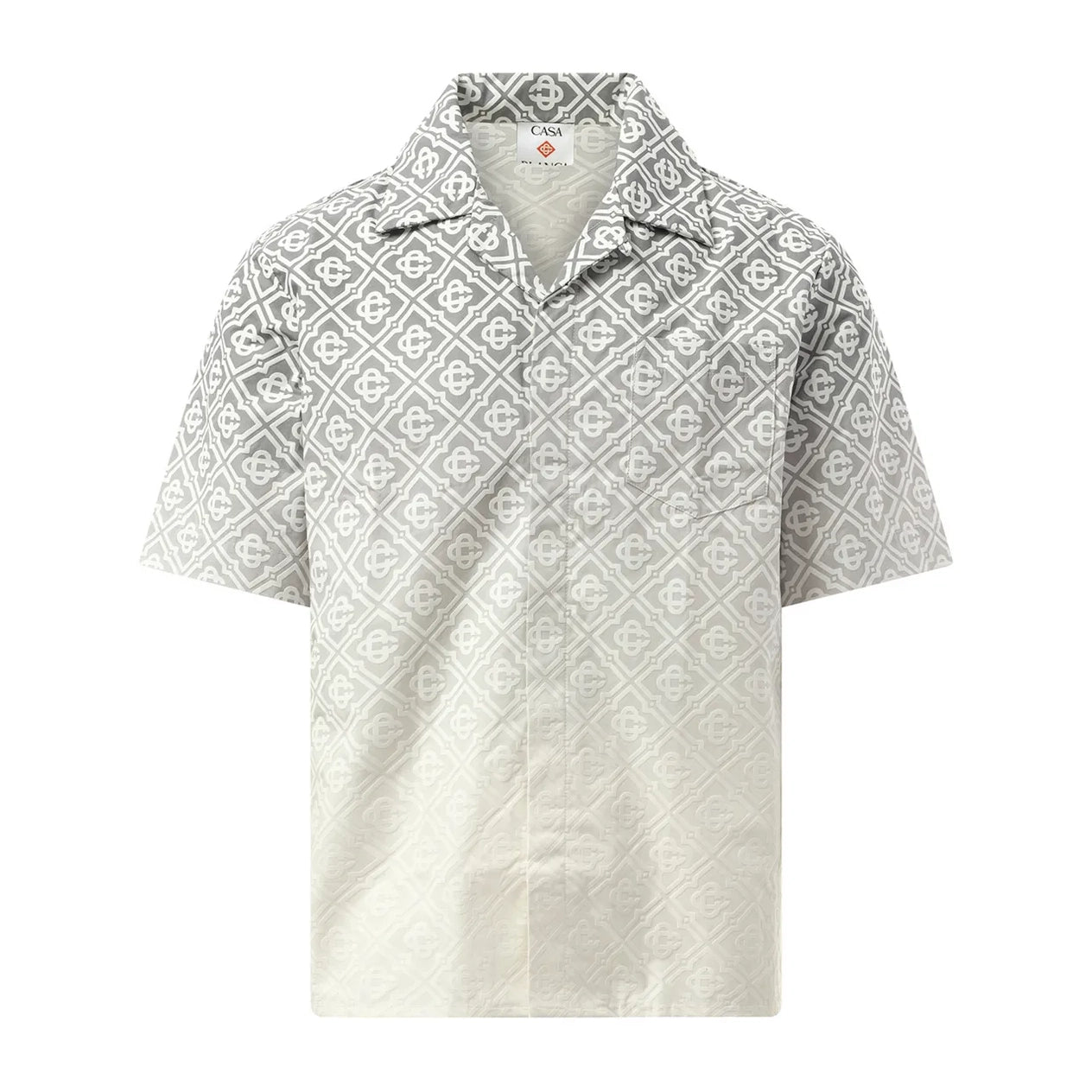 Casablanca Short Sleeve Cuban Collar Shirt in Grey, featuring a gradient print and premium cotton construction, available at Lestyle Boutique.