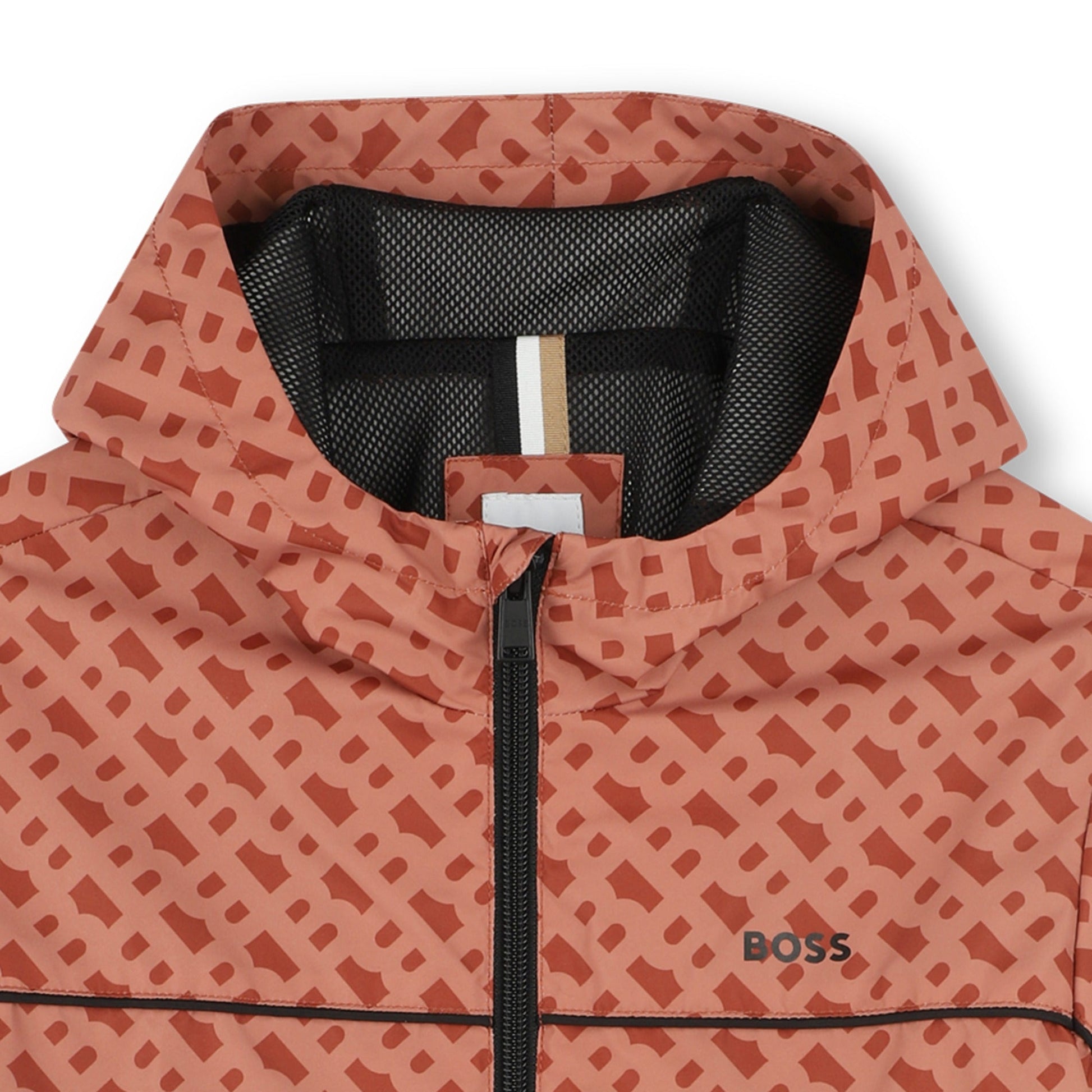 BOSS Kids hooded windbreaker jacket with a printed pattern available at Lestyle Boutique Melbourne