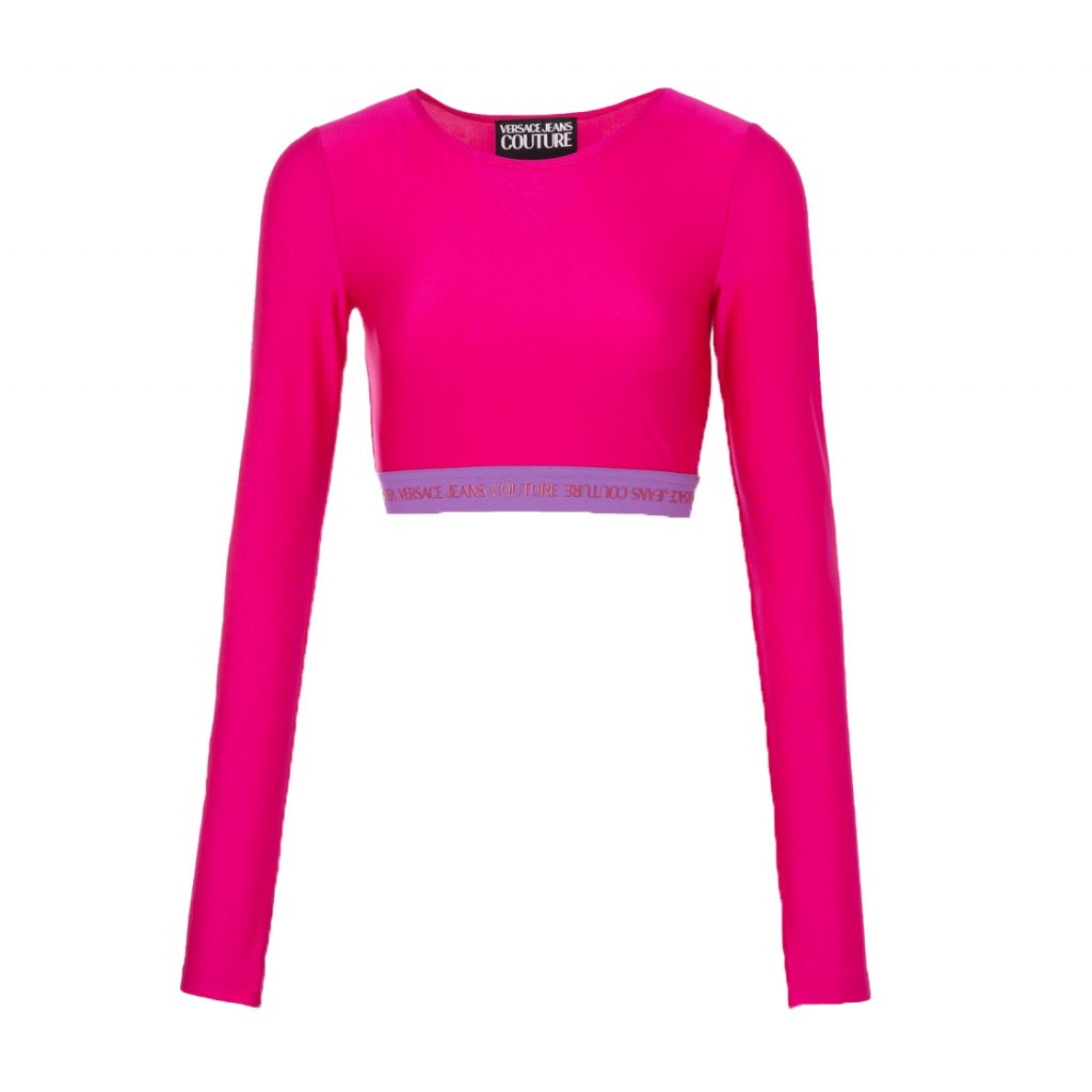 Versace Jeans Couture pink crop top with stretch design available at Lestyle Boutique Melbourne