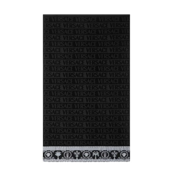 Versace towel featuring a tonal allover motif with Baroque border, available at Lestyle Boutique Melbourne