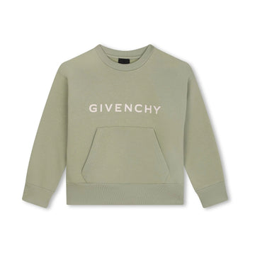 Givenchy Kids lime logo-print sweatshirt with long sleeves and a kangaroo pocket, available at Lestyle Boutique 136 Little Collins St.