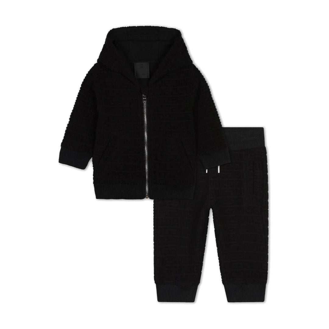 Givenchy black textured track suit, including a zip-front hooded jacket and matching pants, available at Lestyle Boutique 136 Little Collins St.