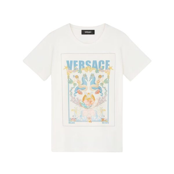 Versace kids t-shirt featuring postcard print available at Lestyle Boutique Melbourne