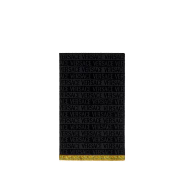 VERSACE TOWEL featuring allover logo motif with Baroque print border available at Lestyle Boutique Melbourne