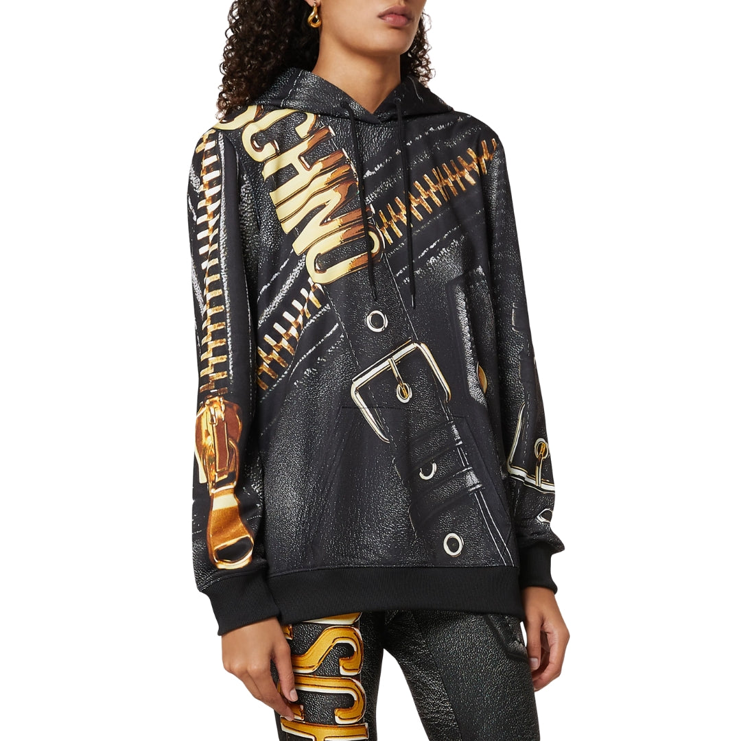 MOSCHINO Macro Biker Cotton Hooded Sweatshirt with bold design available at Lestyle Boutique Melbourne