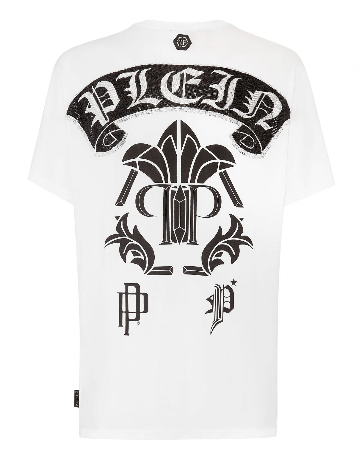 PHILIPP PLEIN T-SHIRT featuring Gothic print with rhinestones, available at Lestyle Boutique Melbourne