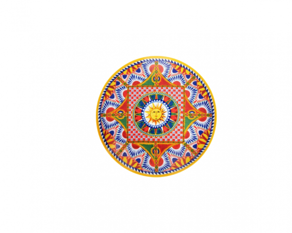 Dolce & Gabbana plate with Sicilian carretto print, glazed finish, available at Lestyle Boutique Melbourne
