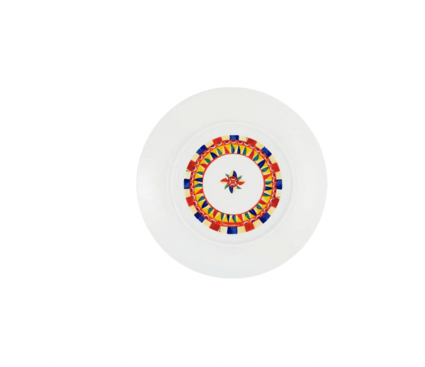 Dolce & Gabbana plate with Sicilian carretto print, glazed finish, available at Lestyle Boutique Melbourne