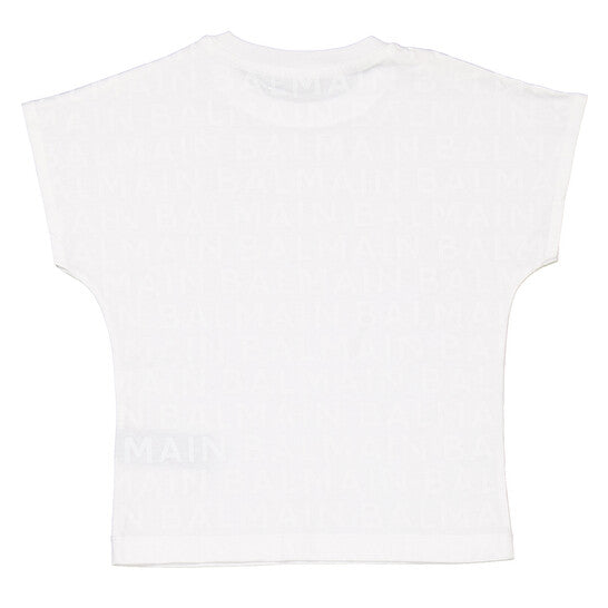 BALMAIN KIDS T-SHIRT featuring all-over logo print available at Lestyle Boutique Melbourne