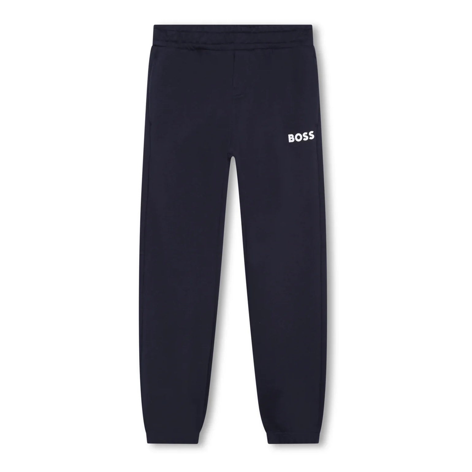 BOSS Kids navy track bottoms with a minimalist design and white logo, available at Lestyle Boutique Melbourne.