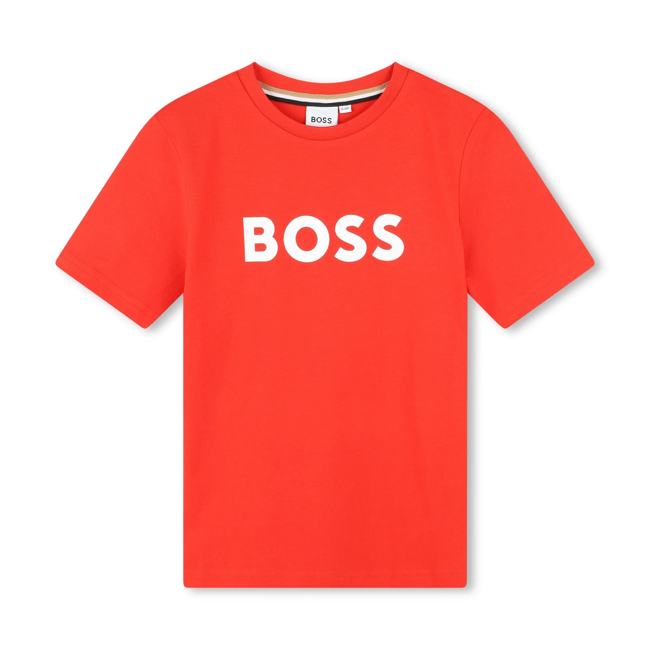 BOSS Kids red logo print T-shirt, available at Lestyle Boutique Melbourne.