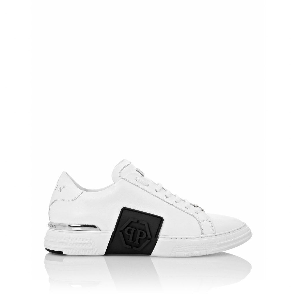 PHILIPP PLEIN SHOES featuring hexagon logo on strap, Nappa leather lo-top sneakers available at Lestyle Boutique Melbourne
