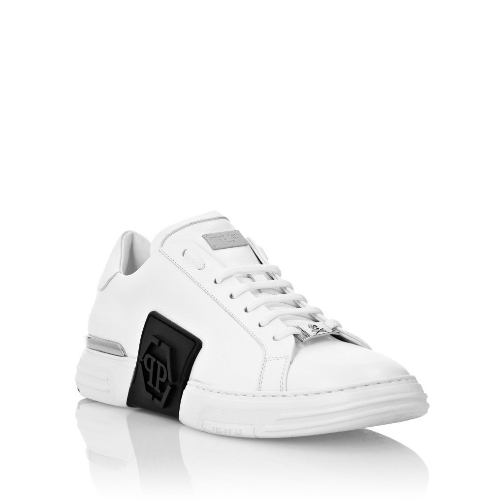 PHILIPP PLEIN SHOES featuring hexagon logo on strap, Nappa leather lo-top sneakers available at Lestyle Boutique Melbourne