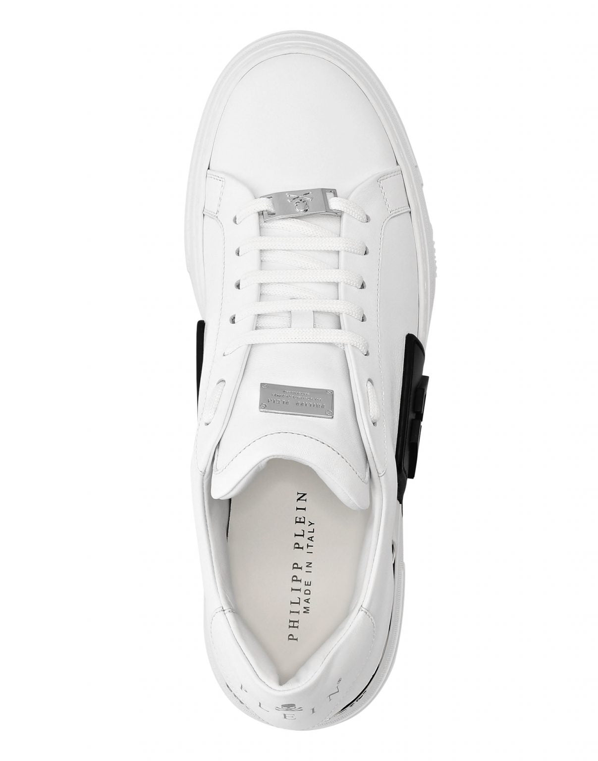 PHILIPP PLEIN SHOES featuring hexagon logo on strap, Nappa leather lo-top sneakers available at Lestyle Boutique Melbourne