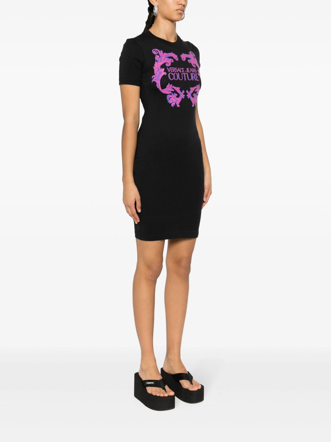 Versace Jeans Couture dress with logo print, crafted from cotton. Available at Lestyle Boutique Melbourne