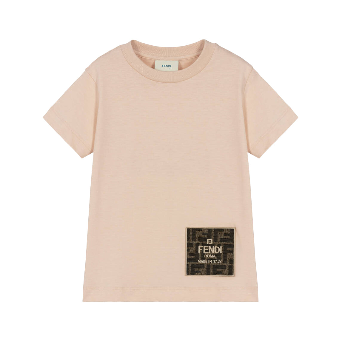 Fendi Kids beige cotton FF logo T-shirt, available at Lestyle Boutique Melbourne. A stylish and comfortable choice for casual wear.