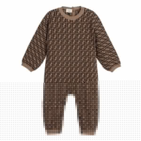 Fendi Baby Romper with FF logo, luxuriously knitted in cashmere blend, available at Lestyle Boutique Melbourne