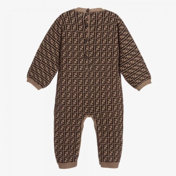 Fendi Baby Romper with FF logo, luxuriously knitted in cashmere blend, available at Lestyle Boutique Melbourne