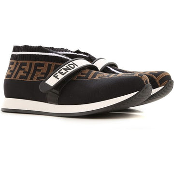 Fendi kids sneakers with logo detailing, touch strap fastening, available at Lestyle Boutique Melbourne