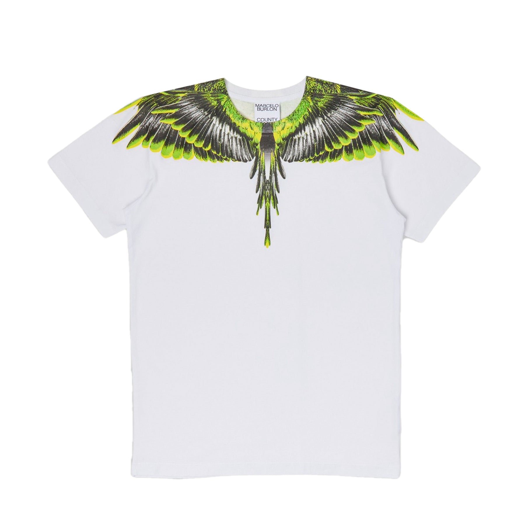 Marcelo Burlon Icon Wings T-shirt in White/Neon Green - Lestyle Boutique Melbourne
