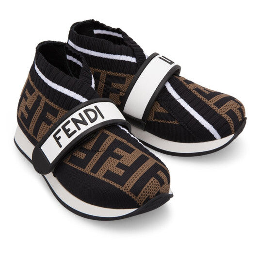Fendi kids sneakers with logo detailing, touch strap fastening, available at Lestyle Boutique Melbourne
