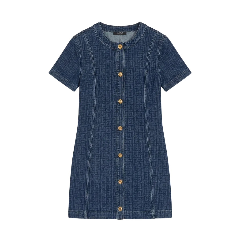 navy blue long sleeve lace dress Shop Balmain Woven Dress