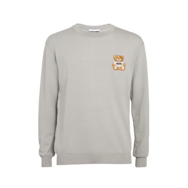 Moschino jumper featuring a teddy bear patch, available at Lestyle Boutique Melbourne