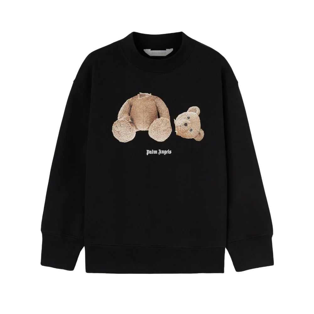 Palm Angels Bear Sweatshirt in black featuring a broken bear graphic on the front, available at Lestyle Boutique Melbourne.