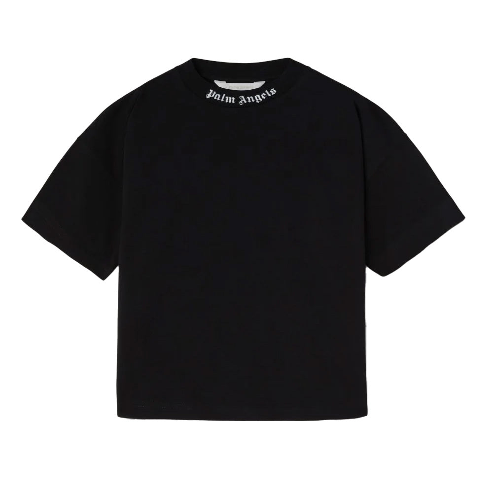 Palm Angels Classic Overlogo T-shirt in black with the Palm Angels logo printed on the back and neckline, available at Lestyle Boutique Melbourne.