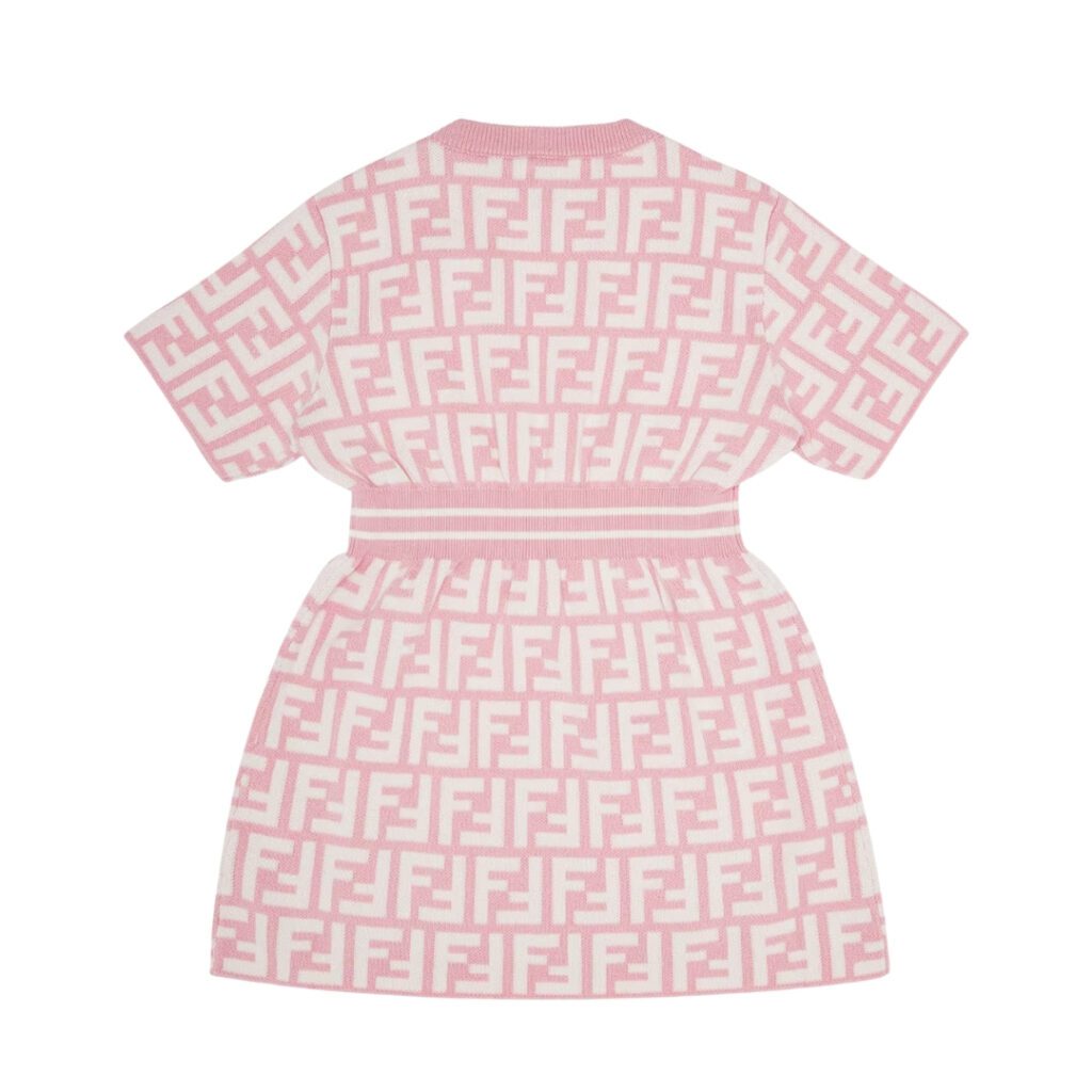 Fendi Kids Dress with all-over FF logo print, crafted from cotton jersey. Available at Lestyle Boutique Melbourne