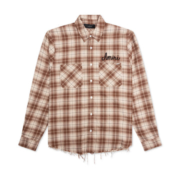 Amiri shotgun flannel in chocolate available at Lestyle Boutique Melbourne.
