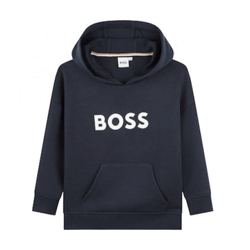 BOSS Kidswear navy hooded sweatshirt with white logo, available at Lestyle Boutique Melbourne.