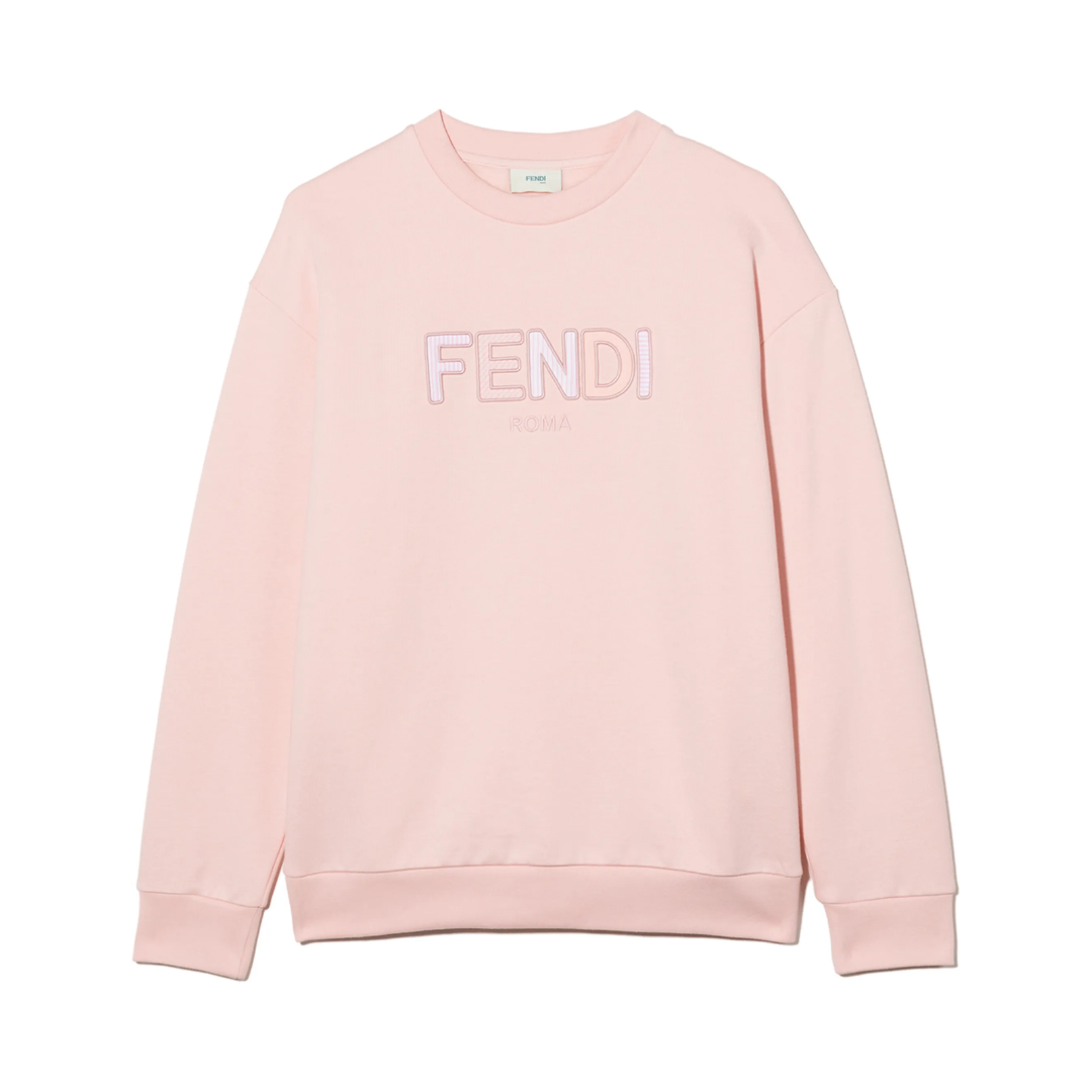 Fendi Kids Sweatshirt featuring embossed FENDI Roma logo across chest available at Lestyle Boutique Melbourne