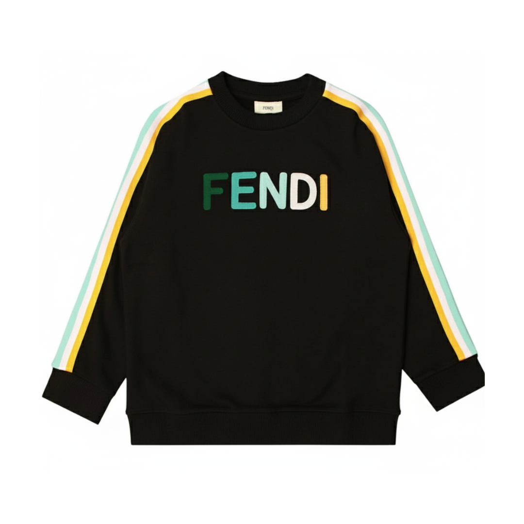 Fendi kids sweatshirt featuring rainbow stripes on sleeves available at Lestyle Boutique Melbourne