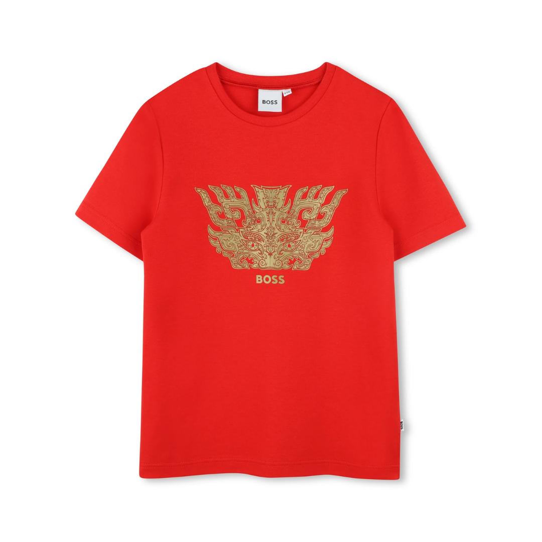 BOSS T-SHIRT featuring ornate gold graphic available at Lestyle Boutique Melbourne