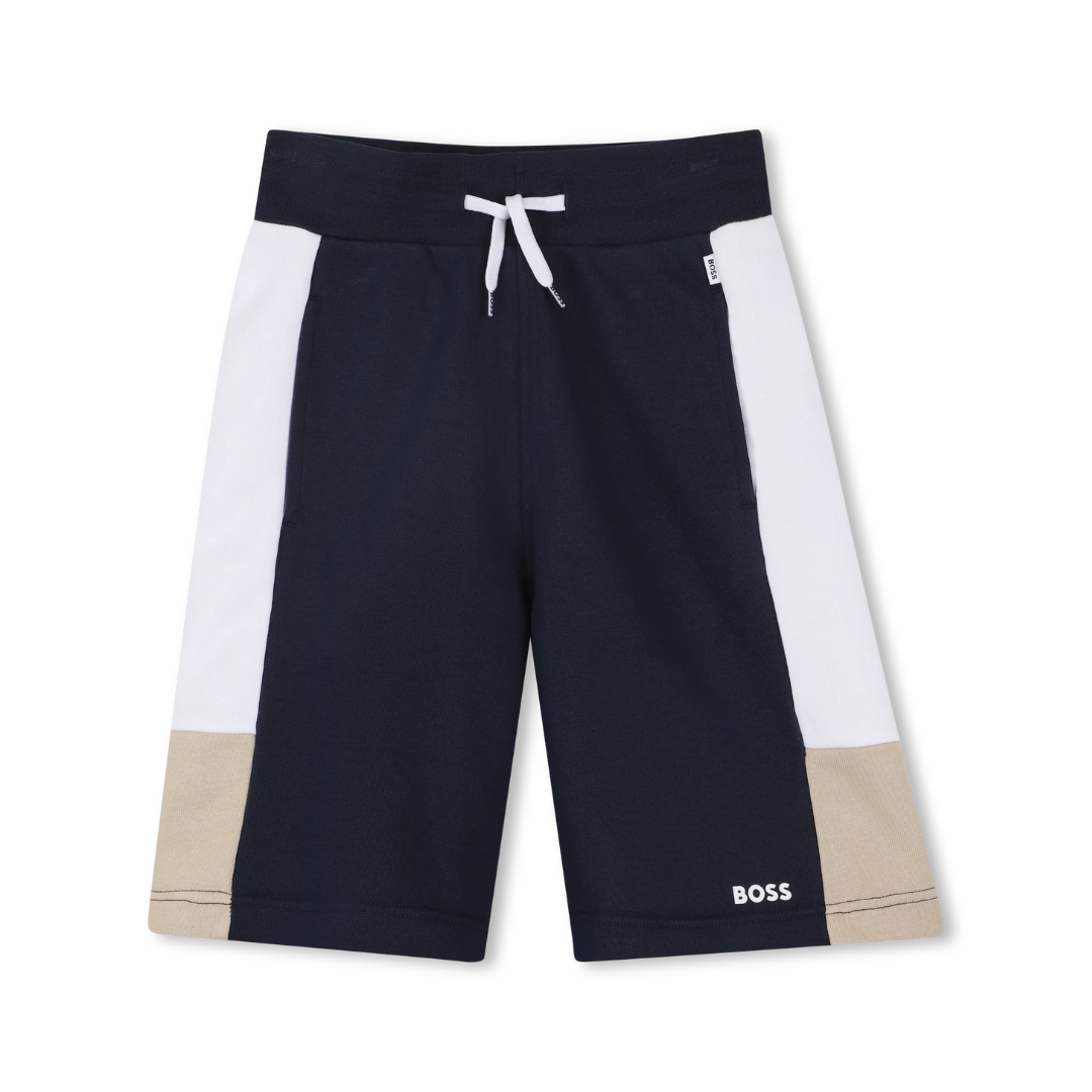 BOSS KIDSWEAR logo-print shorts in navy blue available at Lestyle Boutique Melbourne