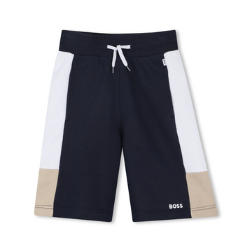 BOSS KIDSWEAR logo-print shorts in navy blue available at Lestyle Boutique Melbourne